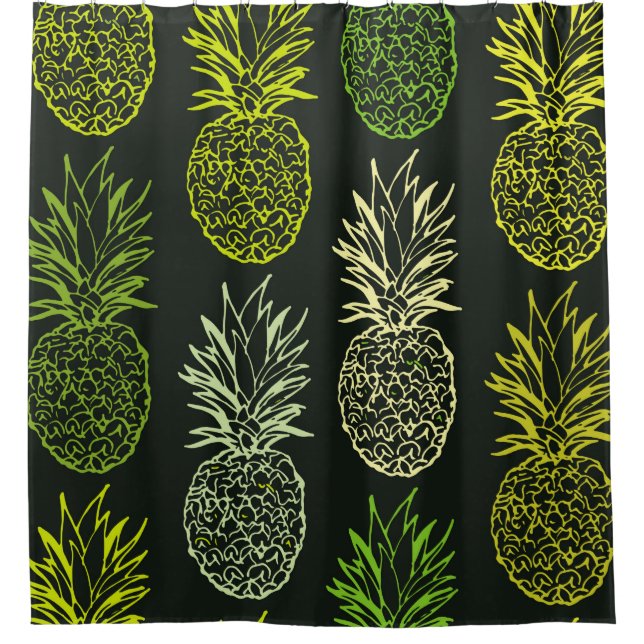 Rideaux De Douche Modèle floral à doodle dessiné à la main. Feuilles (Devant)