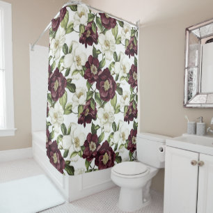 Rideaux De Douche Modèle floral Bourgogne