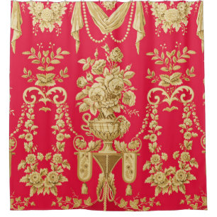 Rideaux De Douche MODÈLE FLORAL FRANÇAIS vintage, VASES FLEURIS, ROS