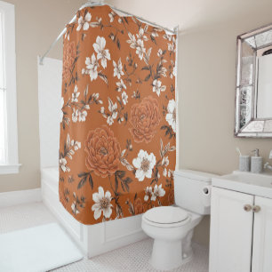 Rideaux De Douche Modèle Floral Orange Brûlé
