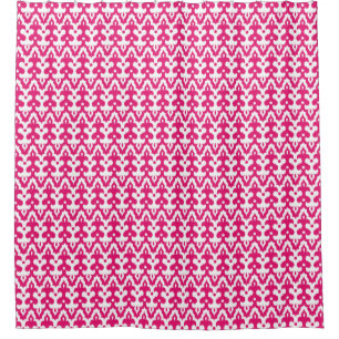 Rideaux De Douche Modèle marocain Ikat Damask, Fuchsia rose & blanc