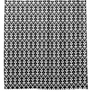 Rideaux De Douche Modèle marocain Ikat Damask, noir et blanc