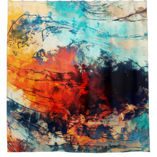 Rideaux De Douche Modern art. Colorful contemporary artwork. Color s