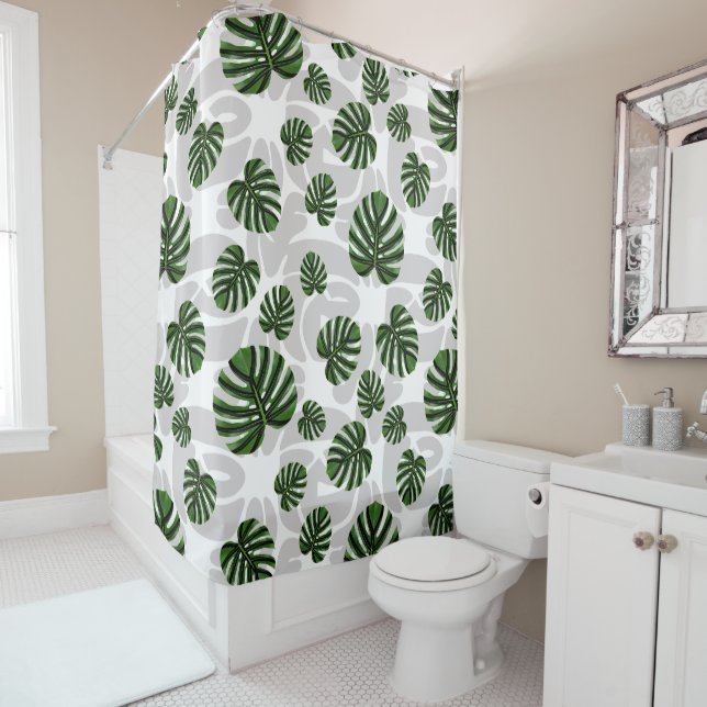 Rideaux De Douche Modern Boho Botanical Leaves Pattern (En situation)