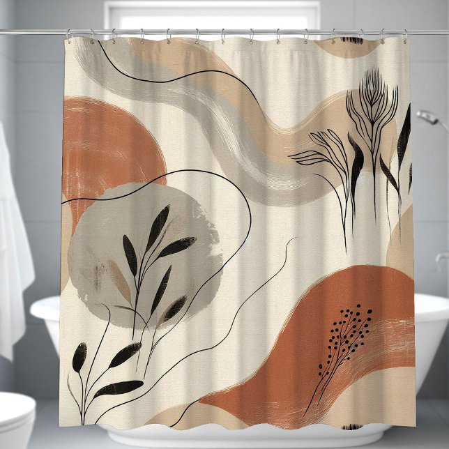 Rideaux De Douche Modern Minimalist Organic Abstract Shapes Pattern (Créateur téléchargé)