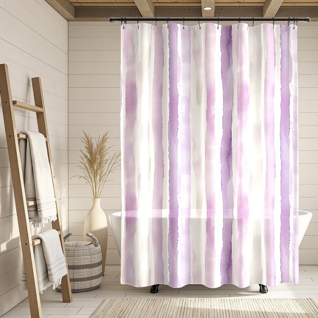 Rideaux De Douche Modern Watercolor Lavender, Lilac, Blush Strokes | (Créateur téléchargé)