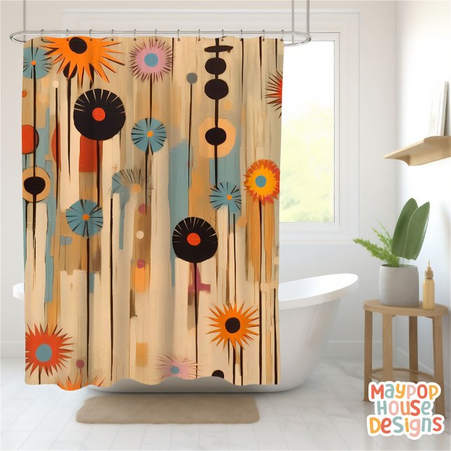 Rideaux De Douche Moderne (mid century modern shower curtain bathroom decor)