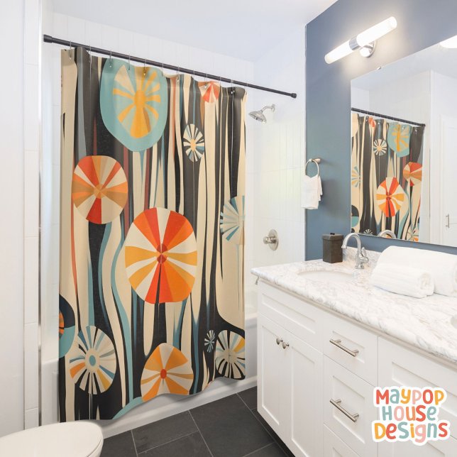 Rideaux De Douche Moderne (mid century modern shower curtain bathroom decor)