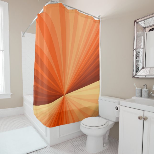 Rideaux De Douche Moderne Abstrait Orange Rouge Vanille Graphique Fr (En situation)