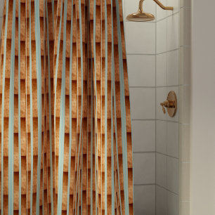 Rideaux De Douche Moderne Aqua Blue Faux Metallic Cuivre Bande
