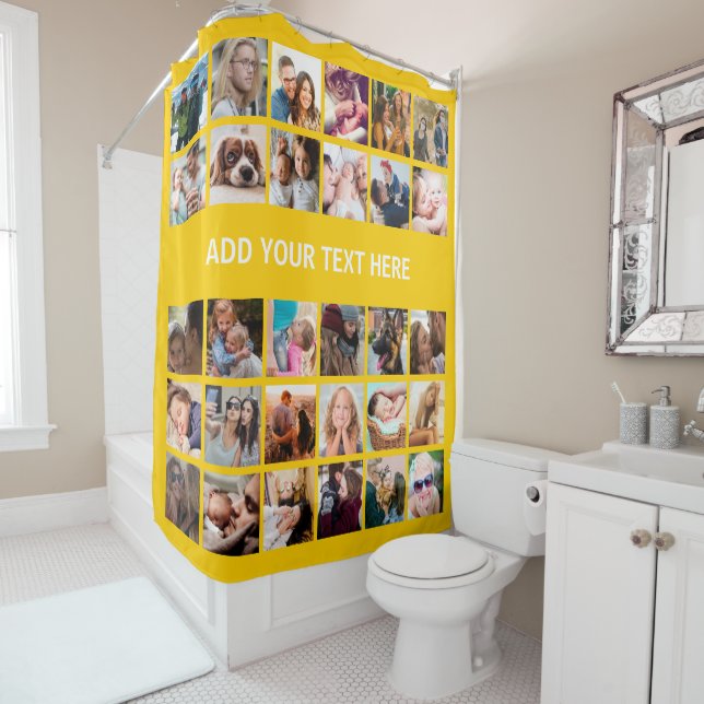 Rideaux De Douche Moderne Collage photo Jaune 30 (En situation)