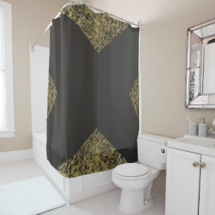 Rideaux De Douche Moderne Élégance Dorée et Grise