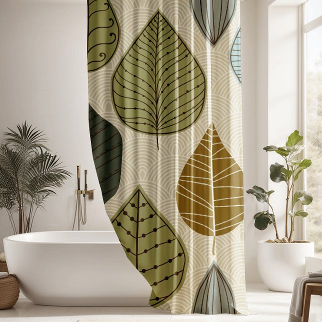 Rideaux De Douche Moderne et élégant Automne Tombant Feuille Floral (Créateur téléchargé)