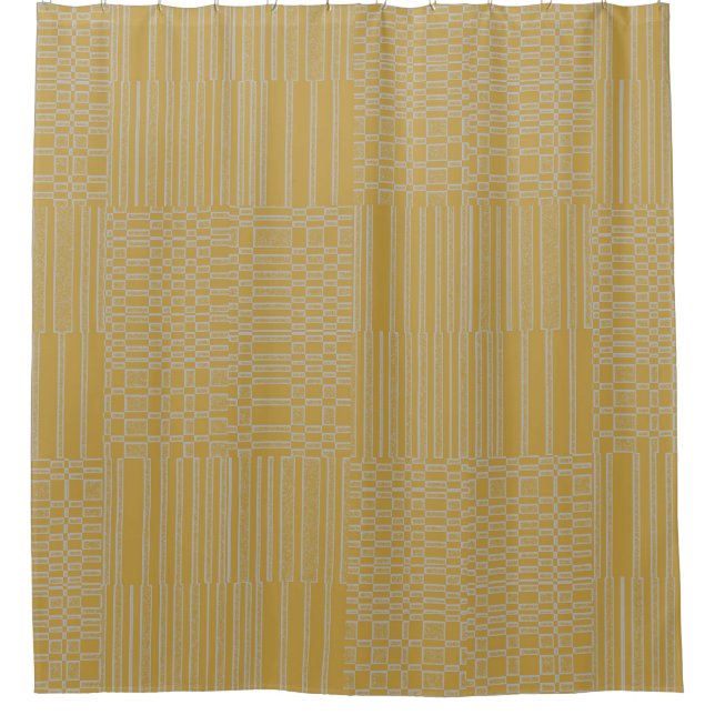 Rideaux De Douche Moderne Géométrique Jaune Foncé Gris Clair (Devant)