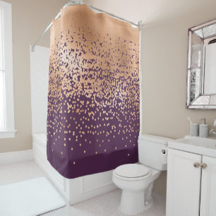 Rideaux De Douche Moderne Glamour Or Purple Polka Dot Gradient