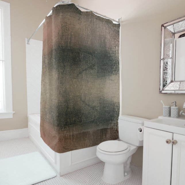 Rideaux De Douche Moderne Grunge Rose Noir Or Abstrait (En situation)