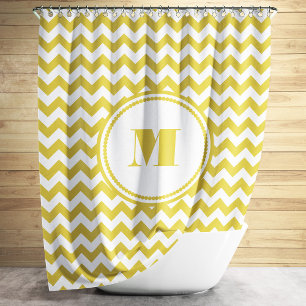 Rideaux De Douche Moderne Monogramme Beige Chevron Stripes