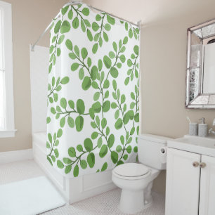 Rideaux De Douche Moderne Printemps vert Motif botanique Feuille Acc