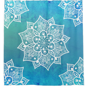 Rideaux De Douche Moderne turquoise bleu ombre pascolor mandala