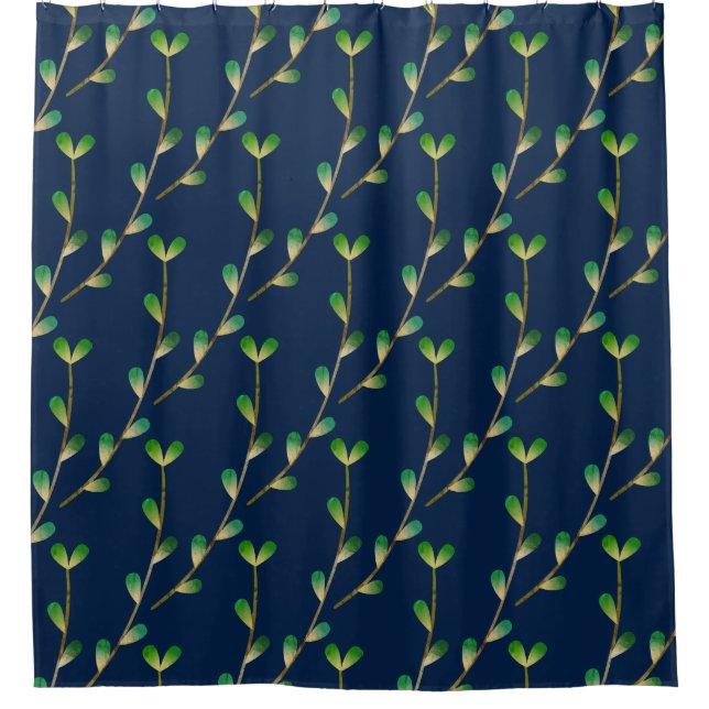Rideaux De Douche Moderne verdure bleu marine (Devant)