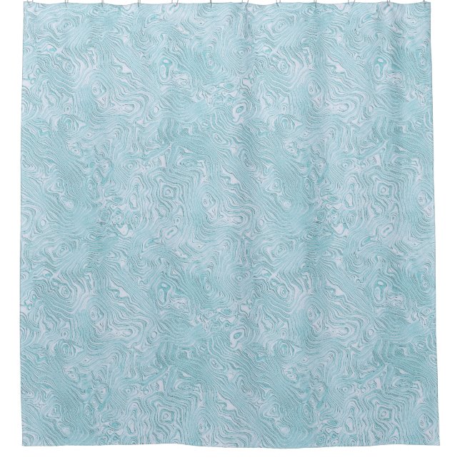 Rideaux De Douche Moire de soie petit Motif à Bright Aqua (Devant)