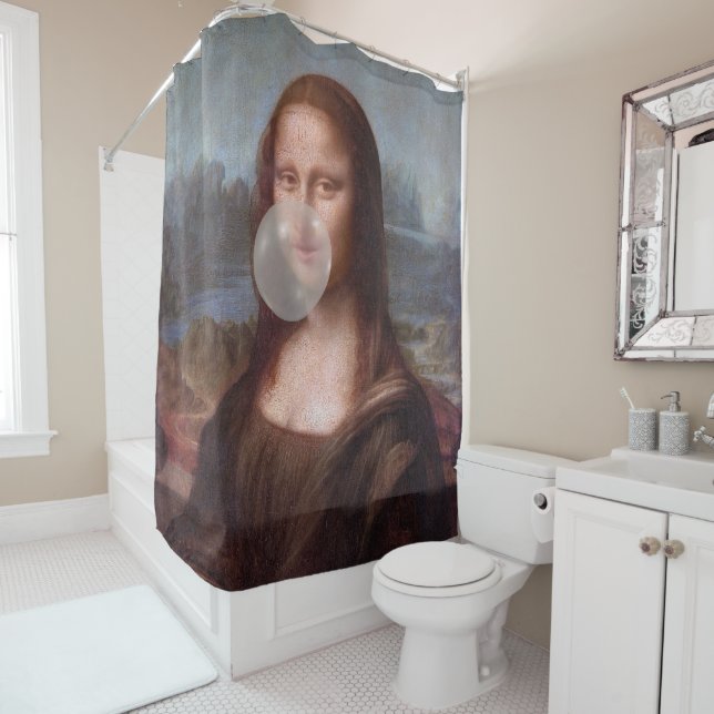 Rideaux De Douche Mona Lisa souffle de bulle grise gomme (En situation)