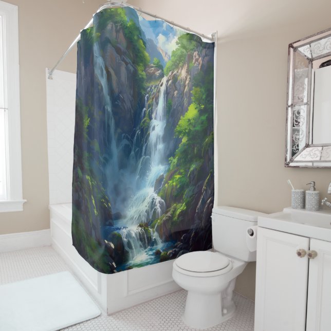 Rideaux De Douche Monde Fantastique Cascade (En situation)