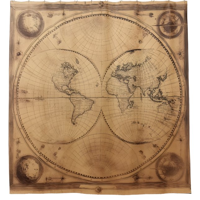 Rideaux De Douche Monde Russe Vintage Globe (Devant)