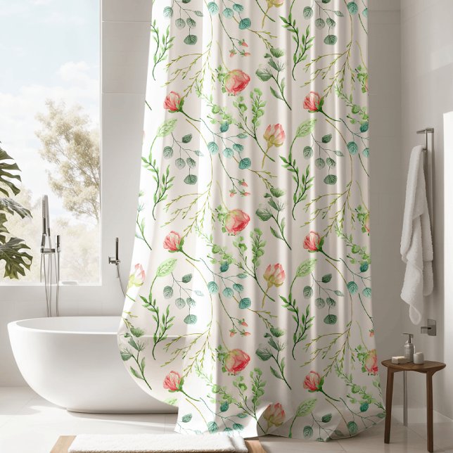 Rideaux De Douche Monnaie Botanique Vert Floral (Créateur téléchargé)
