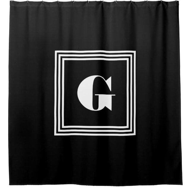Rideaux De Douche Monogramme 3 trames en gras | Noir et blanc (Devant)