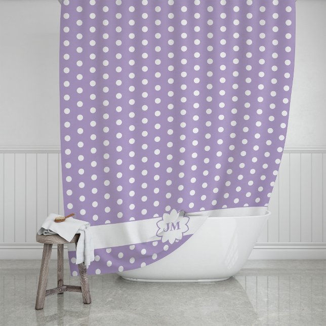 Rideaux De Douche Monogramme à pois (Créateur téléchargé)