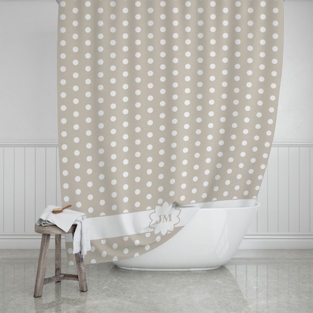 Rideaux De Douche Monogramme à pois (Créateur téléchargé)