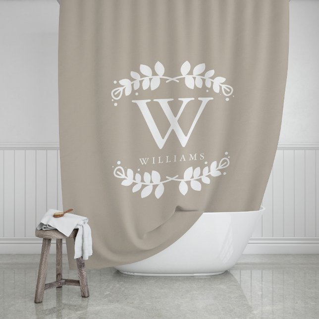 Rideaux De Douche Monogramme beige lin (Créateur téléchargé)