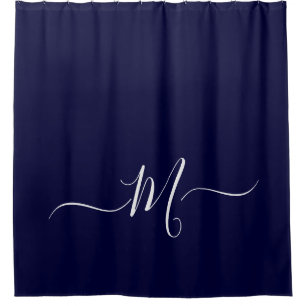 Rideaux De Douche Monogramme bleu marine initiale