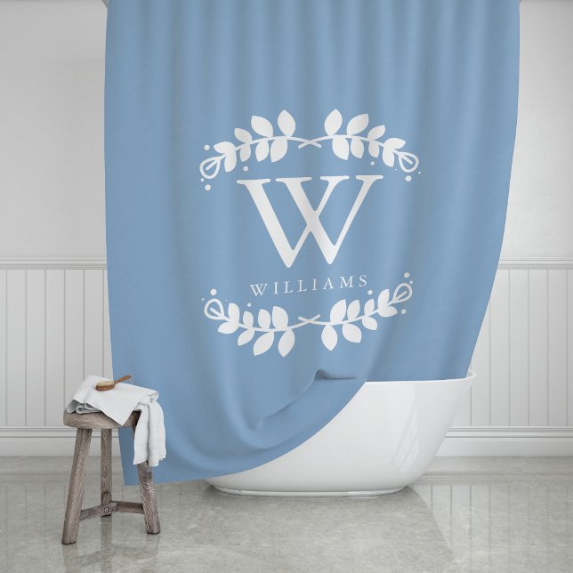 Rideaux De Douche Monogramme bleu périphérique (Créateur téléchargé)