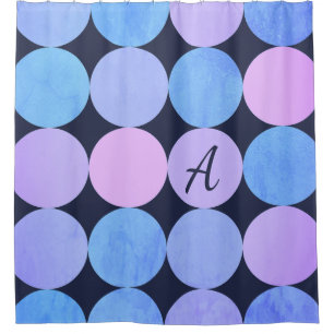 Rideaux De Douche Monogramme bleu pourpre et rose des cercles