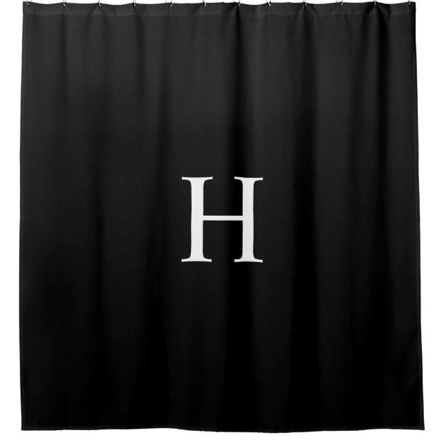 Rideaux De Douche Monogramme Classique Élégant Noir (Devant)