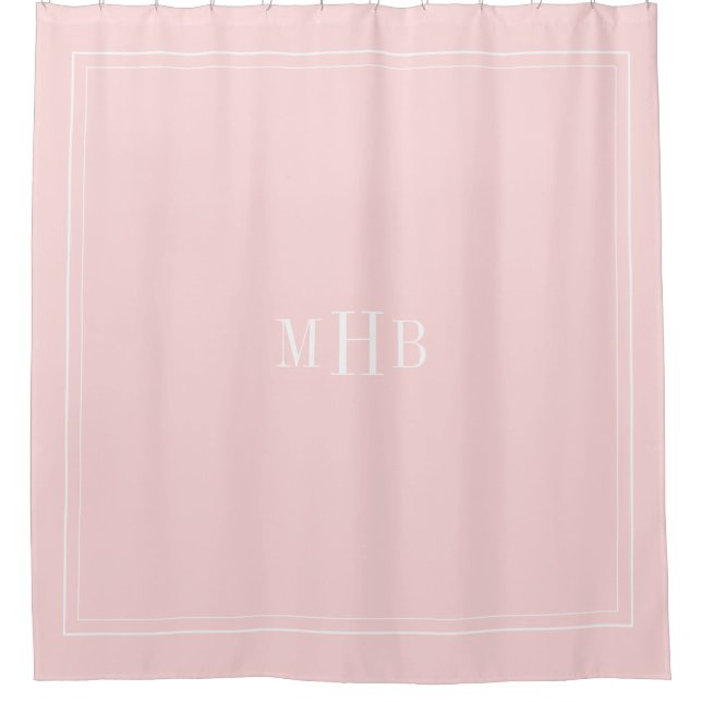 Rideaux De Douche Monogramme classique sur Pétale Rose Couleur perso (Devant)