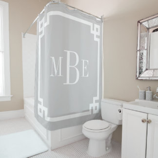 Rideaux De Douche Monogramme de bordure clé grecque