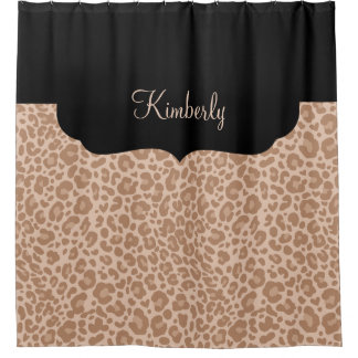 Rideaux De Douche Monogramme de fille motif léopard
