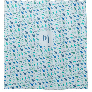 Rideaux De Douche monogramme de gouttes de pluie bleu bébé