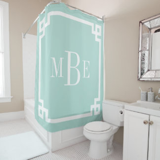 Rideaux De Douche Monogramme de la bordure de clé grecque