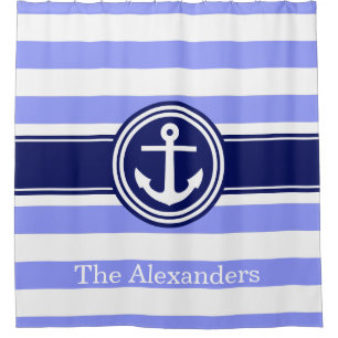 Rideaux De Douche Monogramme de l'Ancre de la bande de rugby bleu de