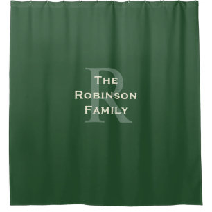 Rideaux De Douche Monogramme de nom de famille vert et marron