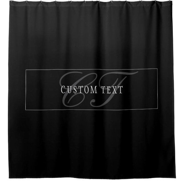 Rideaux De Douche Monogramme de script élégant modifiable noir gris  (Devant)