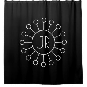 Rideaux De Douche Monogramme de style Logo Vintage cool Noir et bl
