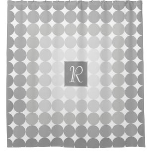 Rideaux De Douche Monogramme des cercles gris modernes