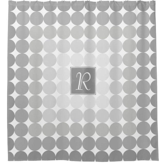 Rideaux De Douche Monogramme des cercles gris modernes (Devant)