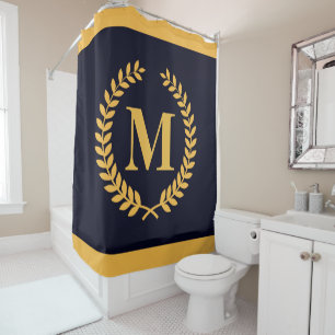 Rideaux De Douche Monogramme d'or de guirlande de laurier