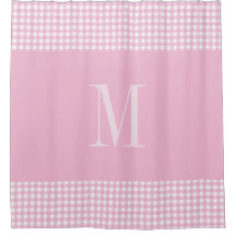 Monogramme élégant à carreaux rose et blanc
